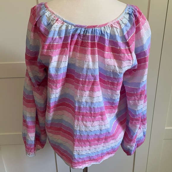 J.Crew Peasant Top in Metallic Pastel Stripe - Picture 3 of 5